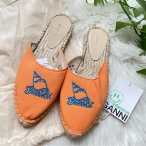 GANNI Embroidered canvas espadrille slippers Slip On Sandals