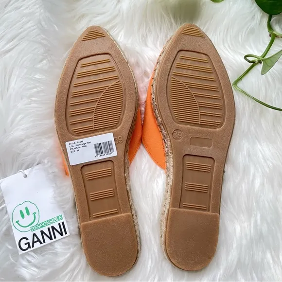 GANNI Embroidered canvas espadrille slippers Slip On Sandals