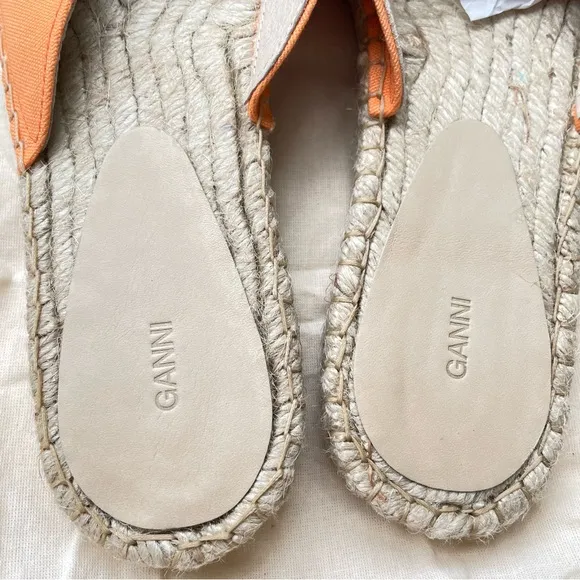 GANNI Embroidered canvas espadrille slippers Slip On Sandals