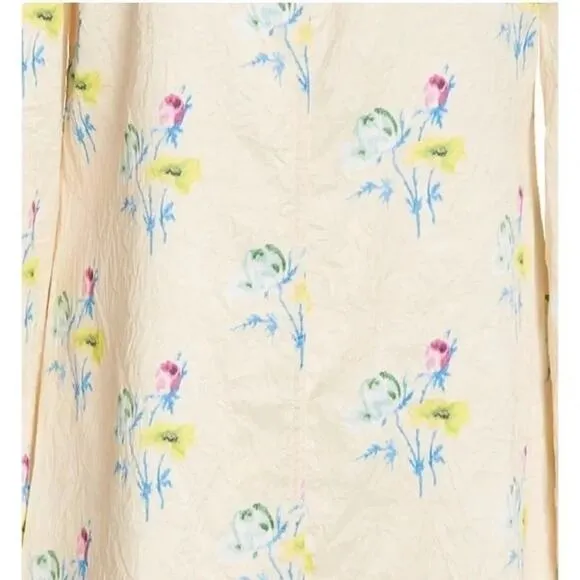 Ganni Floral Satin Off-The-Shoulder Maxi Dress Size 6 (36) NWT