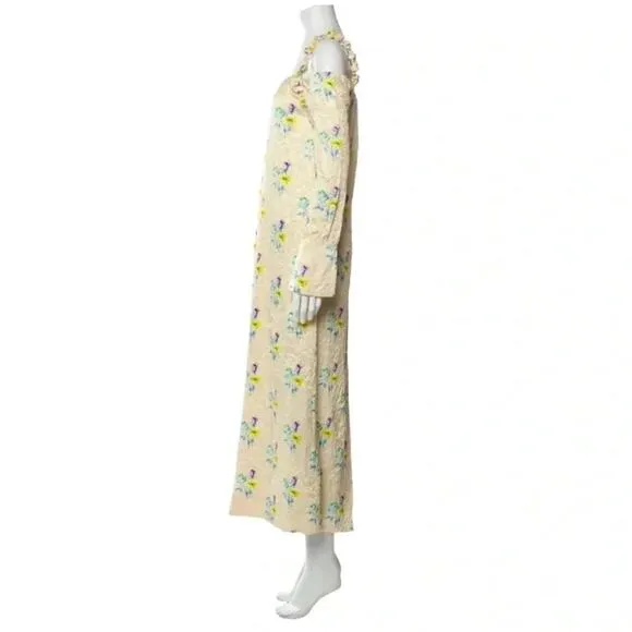 Ganni Floral Satin Off-The-Shoulder Maxi Dress Size 6 (36) NWT