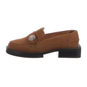 Ganni Suede Crystal Embellished Loafers