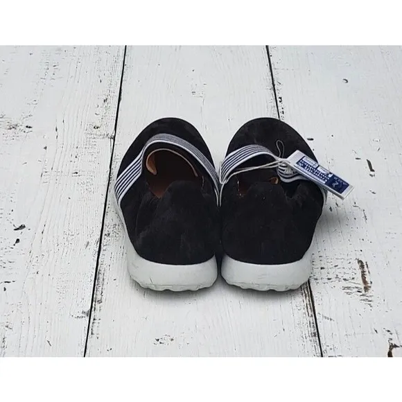 Ganter Gabby 1 Nubuck Leather Black Flats Slip On Loafers Size 10 US, 7.5 UK NEW