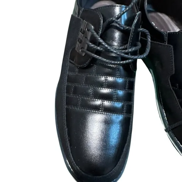 Gatsby Shoes Mens Black Faux Leather Oxford Derby Lace Up Orthopedic Size:13