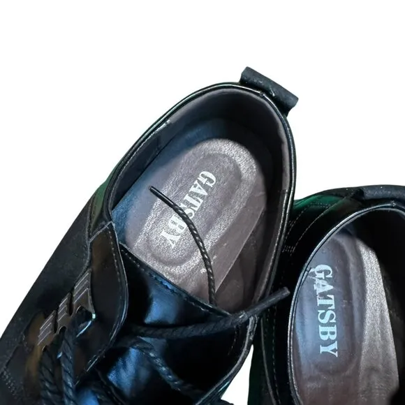 Gatsby Shoes Mens Black Faux Leather Oxford Derby Lace Up Orthopedic Size:13