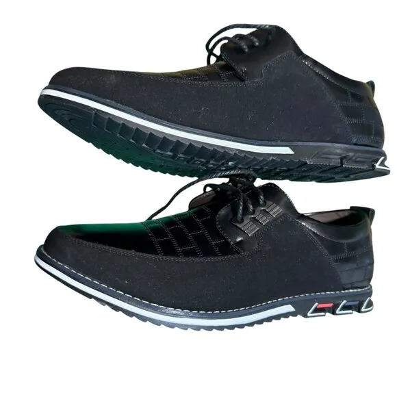 Gatsby Shoes Mens Black Faux Leather Oxford Derby Lace Up Orthopedic Size:13