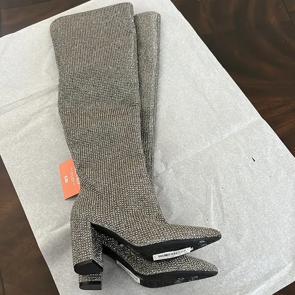 GB Queen-Bee Rhinestone Over-the-Knee Boots