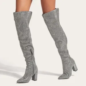 GB Queen-Bee Rhinestone Over-the-Knee Boots