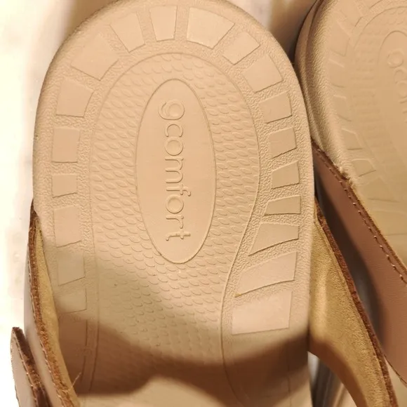 Gcomfort Women's Sandals/Flats Size 9 Beige/Rose Gold Adjustable Buckle Leather