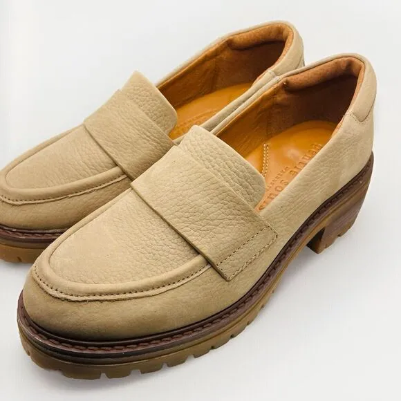 Gentle Souls by Kenneth Cole Brenda Lug Loafer Suede Leather Mushroom Tan 6M