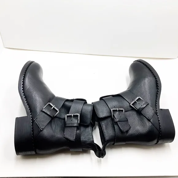 {Gentle Souls} Leighton Moto Pebble Leather Boots
