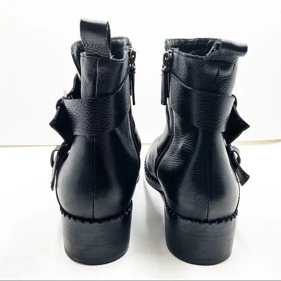 {Gentle Souls} Leighton Moto Pebble Leather Boots