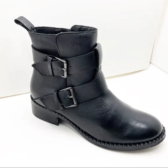 {Gentle Souls} Leighton Moto Pebble Leather Boots