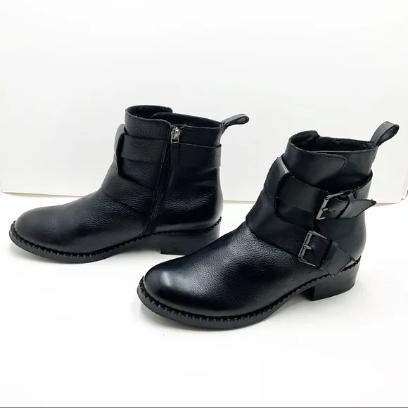 {Gentle Souls} Leighton Moto Pebble Leather Boots