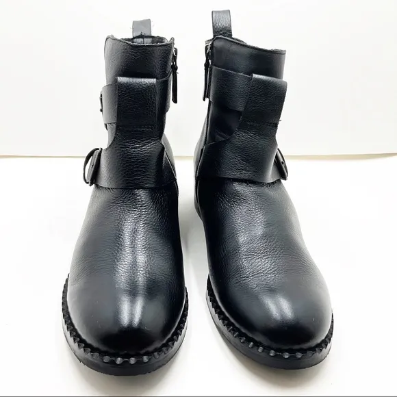 {Gentle Souls} Leighton Moto Pebble Leather Boots