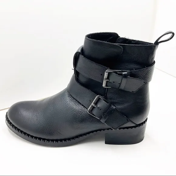 {Gentle Souls} Leighton Moto Pebble Leather Boots