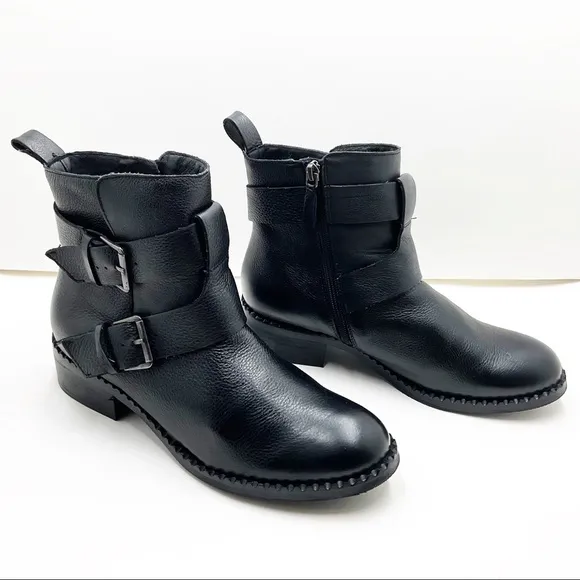 {Gentle Souls} Leighton Moto Pebble Leather Boots
