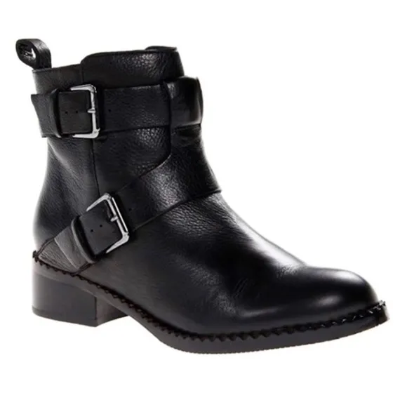 {Gentle Souls} Leighton Moto Pebble Leather Boots