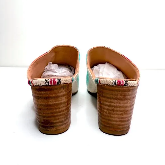 George Esquivel Slip On Heel Mule Loafers Womens 7 Multicolor Striped Handmade