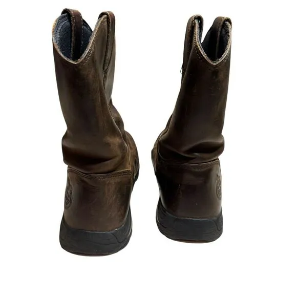 Georgia Boot Big Kids 7 Inch Pull On Brown Boots Size 3.5
