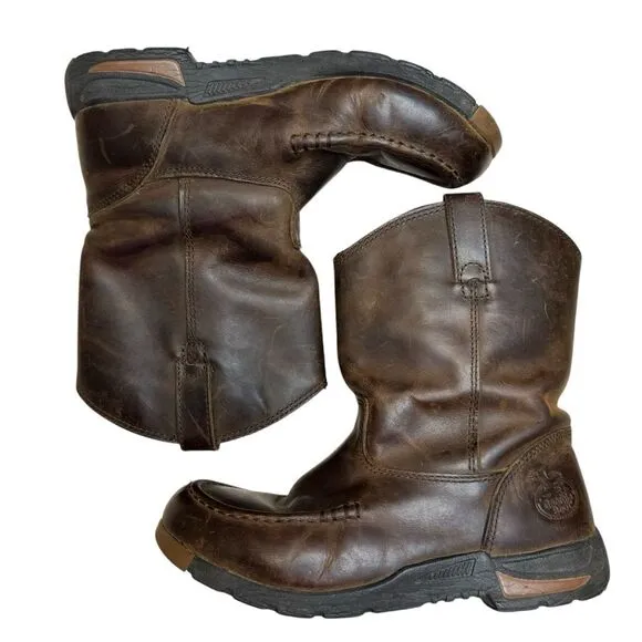 Georgia Boot Big Kids 7 Inch Pull On Brown Boots Size 3.5
