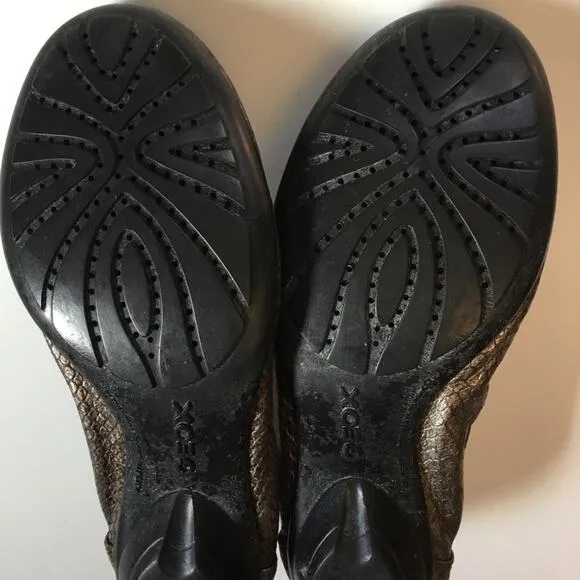 Geox Metallic Brown Pattern Flats with Bow