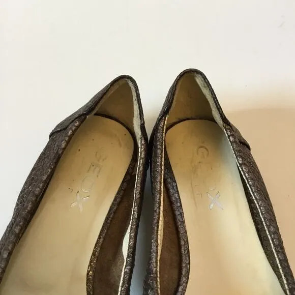 Geox Metallic Brown Pattern Flats with Bow