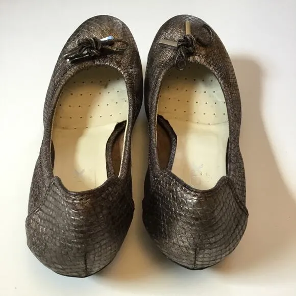 Geox Metallic Brown Pattern Flats with Bow