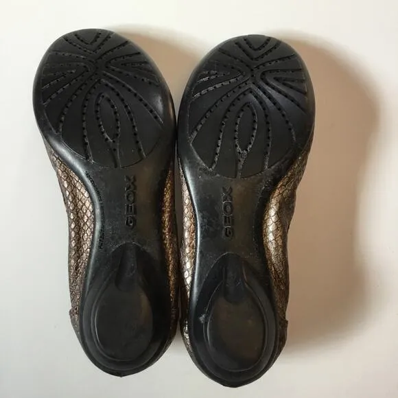 Geox Metallic Brown Pattern Flats with Bow