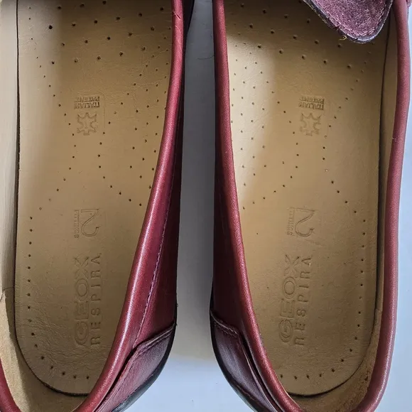 Geox Respira Leather Burgundy Loafers Size 39