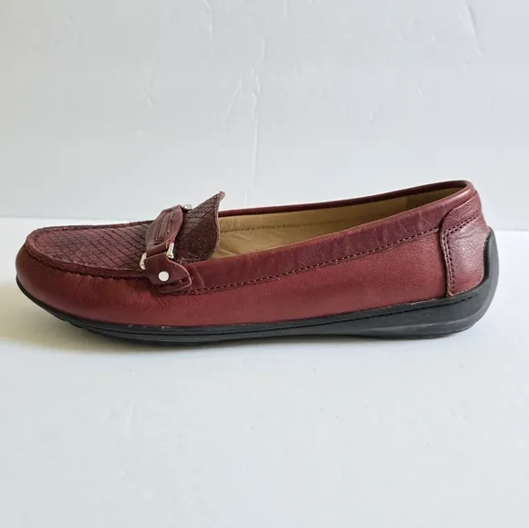 Geox Respira Leather Burgundy Loafers Size 39