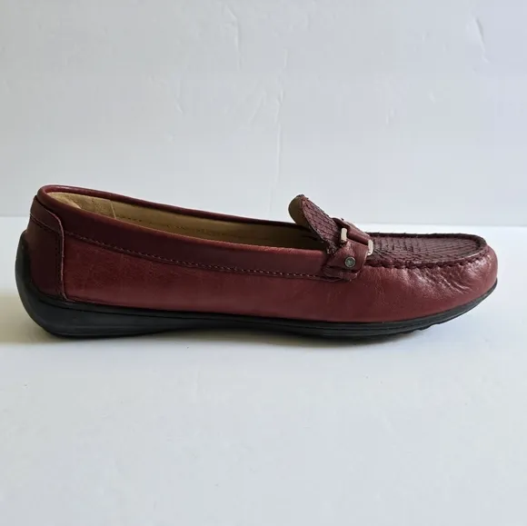 Geox Respira Leather Burgundy Loafers Size 39