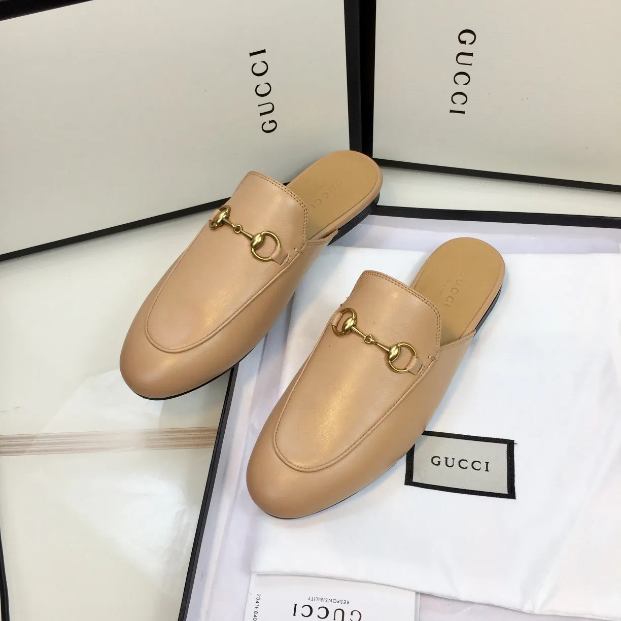 GG SLIPPER PRINCETOWN BEIGE CALFSKIN