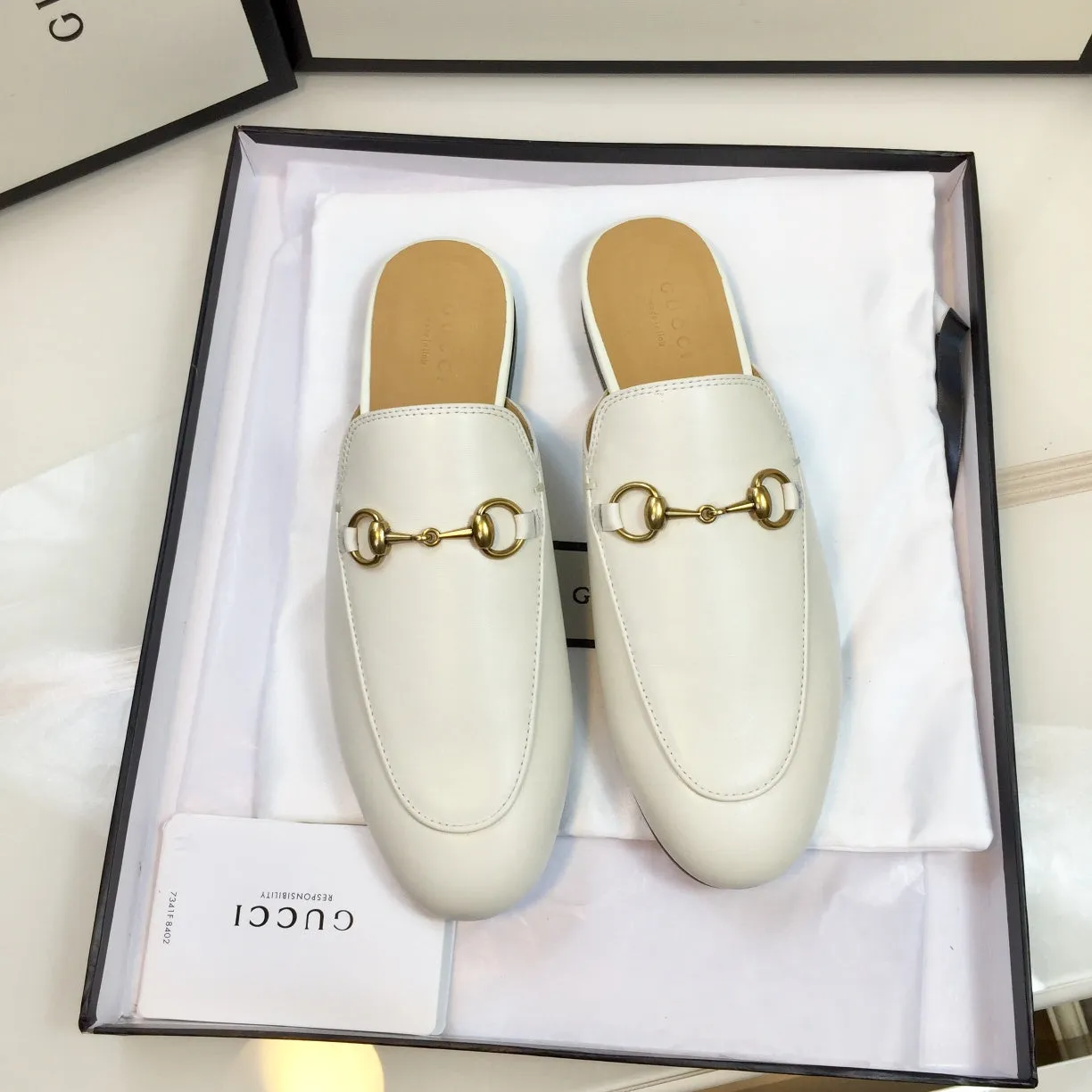 GG SLIPPER PRINCETOWN WHITE CALFSKIN