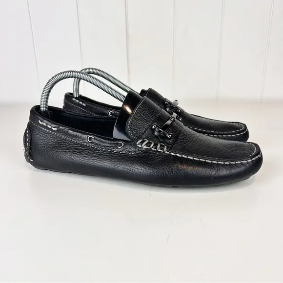 G.H. BASS &amp; Co Driving Loafers Wheldon Bit Mens 8.5 Black Leather Moccasin