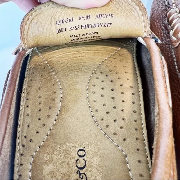 G.H. BASS &amp; Co Driving Loafers Wheldon Bit Mens 8.5 Brown Tan Leather Moccasin