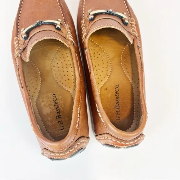 G.H. BASS &amp; Co Driving Loafers Wheldon Bit Mens 8.5 Brown Tan Leather Moccasin