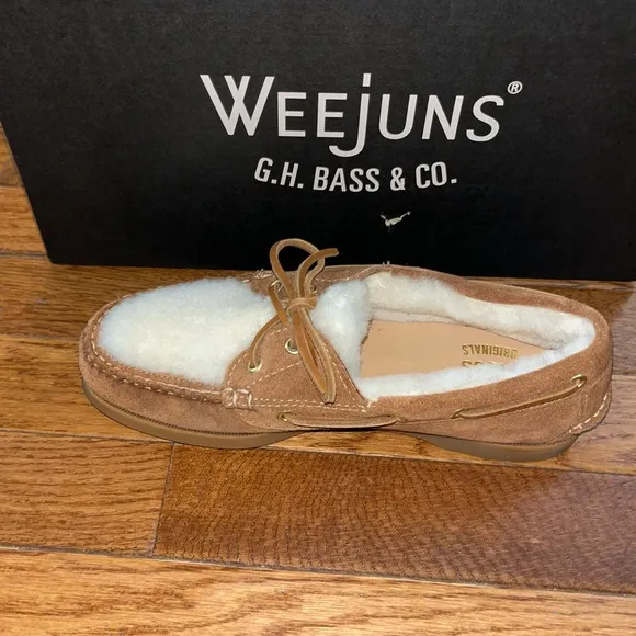 GH Bass Originals Hampton Shearling Loafers Tan &amp; Cream Women’s Size 6.5 Weejuns