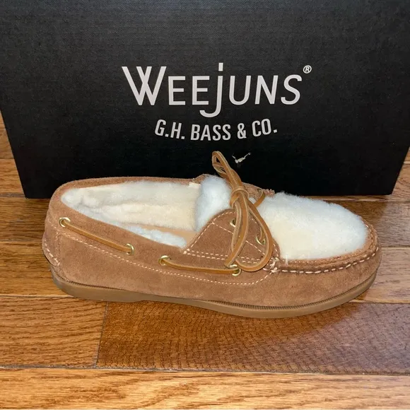 GH Bass Originals Hampton Shearling Loafers Tan &amp; Cream Women’s Size 6.5 Weejuns