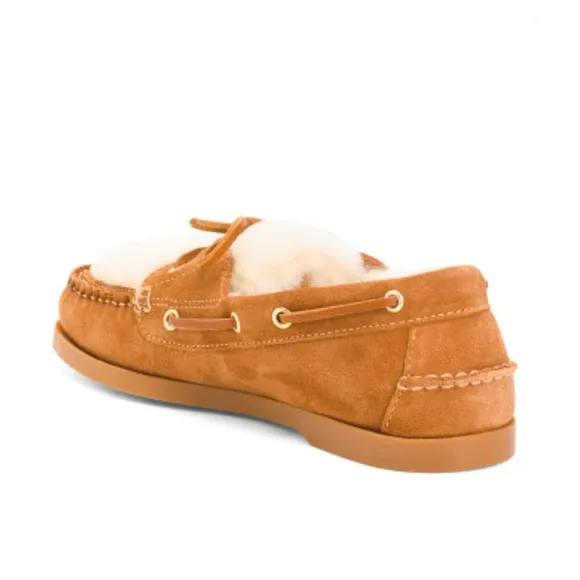 GH Bass Originals Hampton Shearling Loafers Tan &amp; Cream Women’s Size 6.5 Weejuns