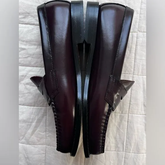 GH Bass Wine Flat Strap Leather Weejuns Loafers Preppy Academia Old Money - 10.5