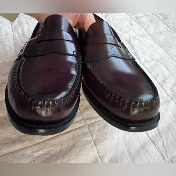 GH Bass Wine Flat Strap Leather Weejuns Loafers Preppy Academia Old Money - 10.5
