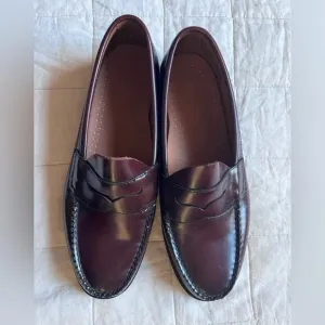 GH Bass Wine Flat Strap Leather Weejuns Loafers Preppy Academia Old Money - 10.5