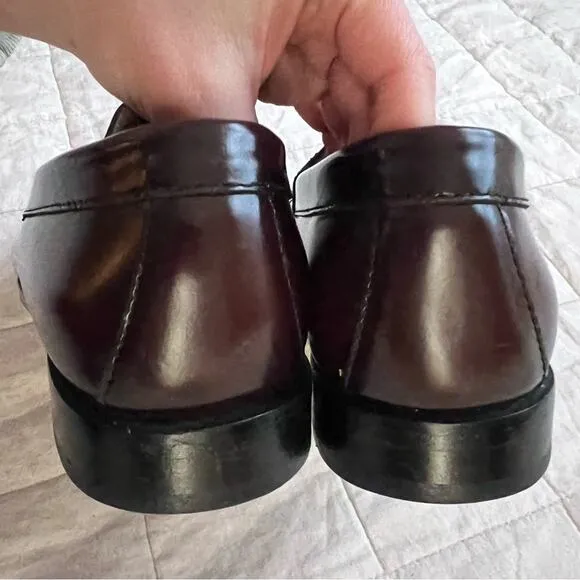 GH Bass Wine Flat Strap Leather Weejuns Loafers Preppy Academia Old Money - 10.5