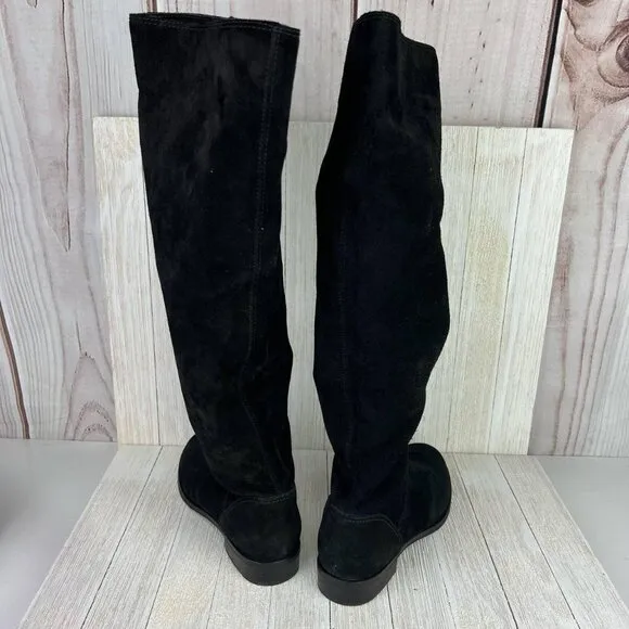 GIANNI BINI Love-It Pull-On Over-the-Knee Black Suede Leather Boots Size US 5.8