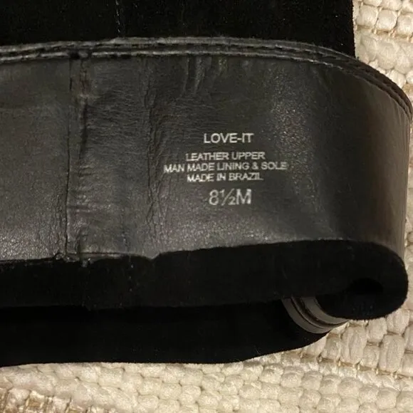 GIANNI BINI Love-It Pull-On Over-the-Knee Black Suede Leather Boots Size US 5.8