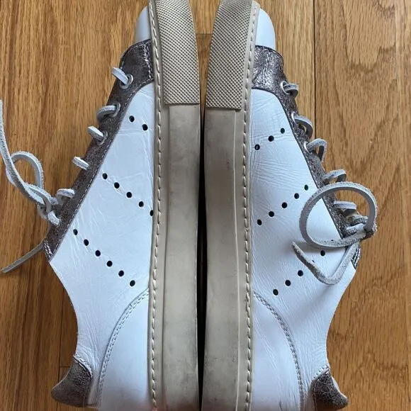 Gidigio handmade Italian leather sneakers size EU 36 or US 5.5 white and gold