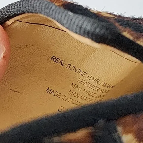 GIGI Antonio Melani  Slip On Loafers Flats Brown Real Bovine Hair Shoes Size 8 M