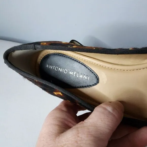 GIGI Antonio Melani  Slip On Loafers Flats Brown Real Bovine Hair Shoes Size 8 M