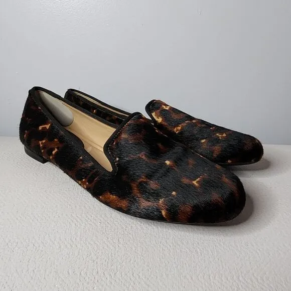 GIGI Antonio Melani  Slip On Loafers Flats Brown Real Bovine Hair Shoes Size 8 M